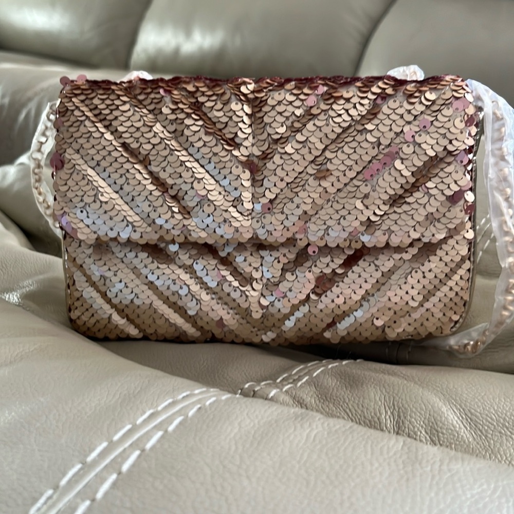 Nicole Milller Gold Sequin Gold Chain Bag NWT